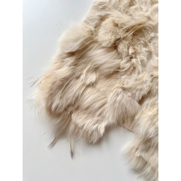 Girls' SIARE'S Beige Rabbit Fur Wool Knit Vest - Picture 4 of 11